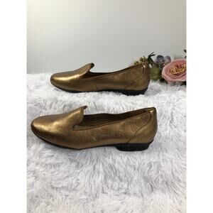 Clarks Collection Sara Poppy Loafers Metallic Bronze Gold 12W Ultimate Comfort